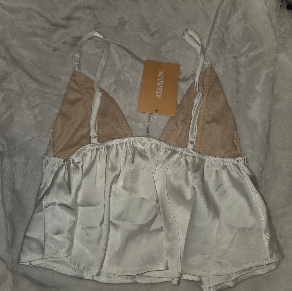 White and Tan Women's Tank Top